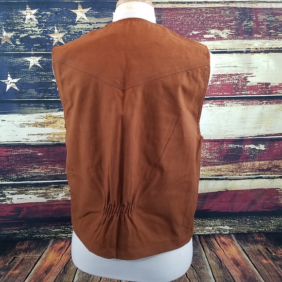 WYOMING TRADERS MENS CINNAMON BRONCO CANVAS VEST - Picture 6 of 8